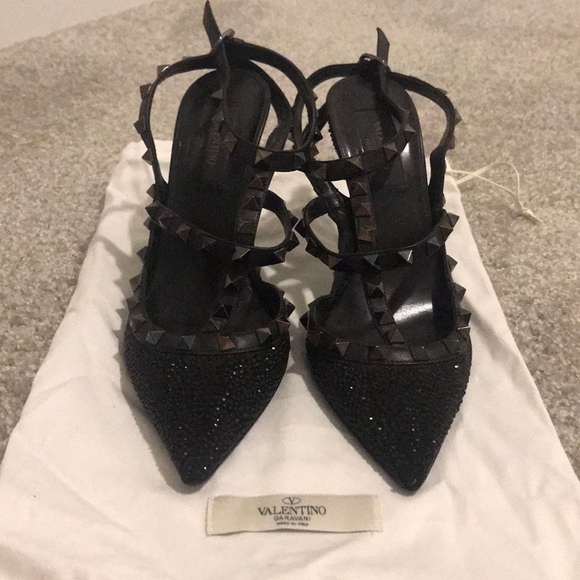 valentino crystal rockstud shoes